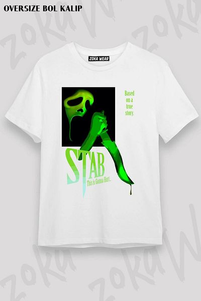 ZOKAWEAR Unisex Oversize Mold Stab (από την ταινία Scream) Σχεδιασμός εμπριμέ μπλουζάκι