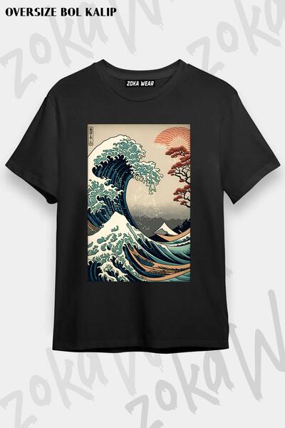 ZOKAWEAR Μπλουζάκι με στάμπα Unisex Oversize The Great Wave Of Japan Design