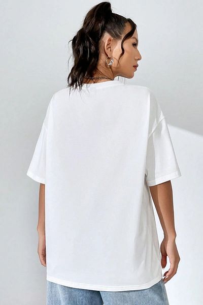 Frisson Unisex Energetic Printed Crew Neck Oversize Cotton T-Shirt