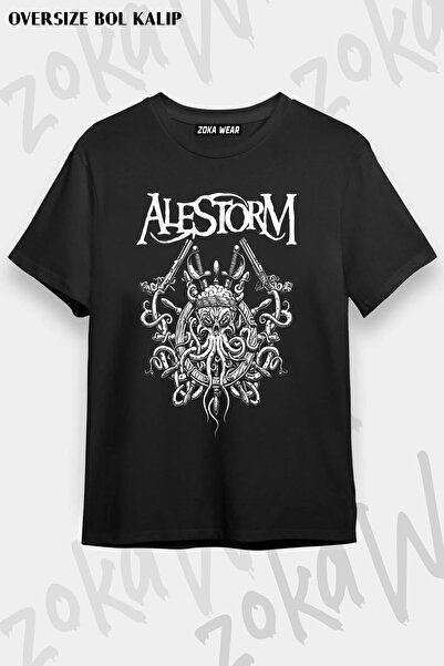 ZOKAWEAR تيشيرت مطبوع بتصميم Alestorm مقاس كبير للجنسين