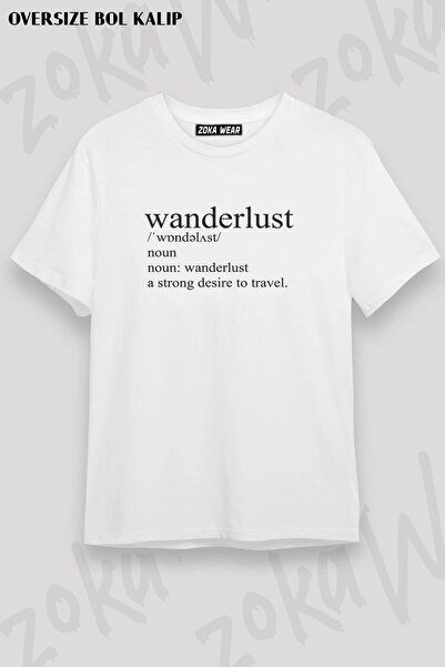 ZOKAWEAR Унисекс тениска с овърсайз шарка и принт Wanderlust