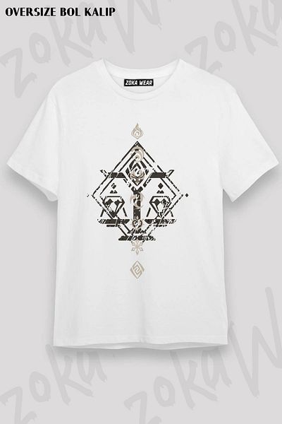 ZOKAWEAR Tricou unisex oversize Genshin Impact All Elements Design imprimat