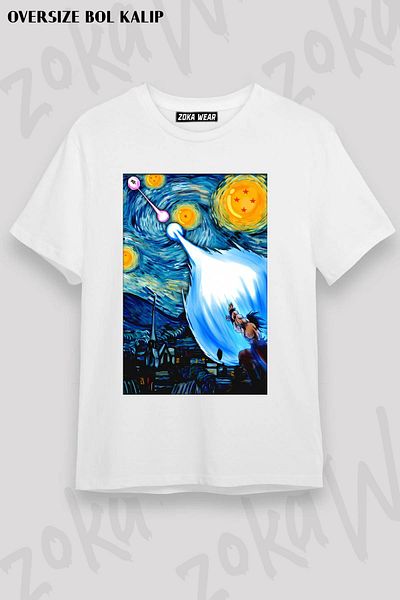 ZOKAWEAR Tricou cu imprimeu unisex cu design supradimensionat Dragon Ball Z Goku vs Vegeta