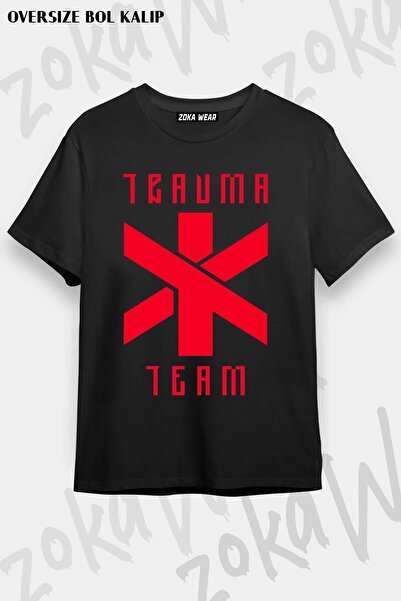 ZOKAWEAR Tricou oversize unisex cu imprimeu Cyberpunk Trauma Team