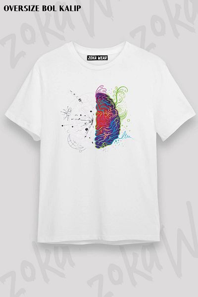 ZOKAWEAR Μπλουζάκι με στάμπα Unisex Oversize Brain Colorful Art Design