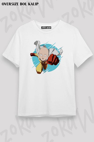 ZOKAWEAR Μπλουζάκι με στάμπα One Punch Man Saitama V5 Unisex Oversize