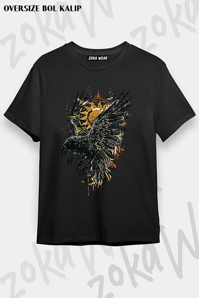 ZOKAWEAR Tricou unisex oversize Mold Crow cu imprimeu cu design special