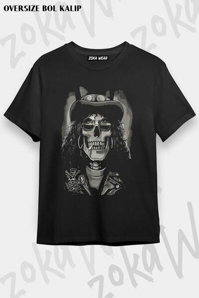 ZOKAWEAR Tricou unisex oversize cu imprimeu Skull Guns N' Roses Slash Design