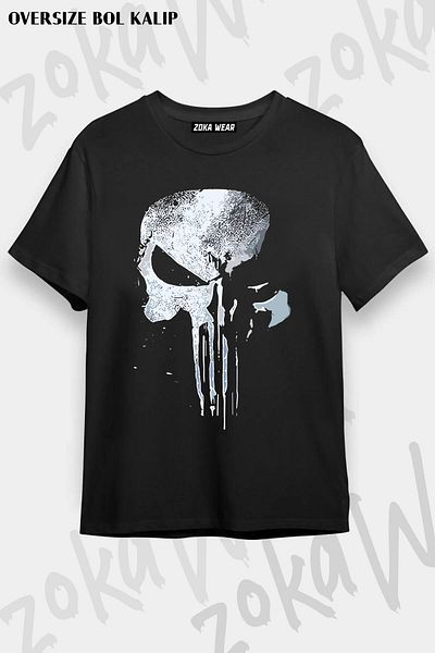 ZOKAWEAR Tricou unisex oversize Punisher v3 cu imprimeu