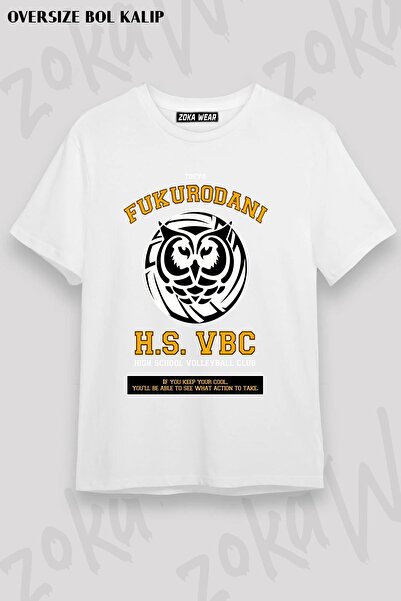 ZOKAWEAR تيشيرت مطبوع بتصميم Fukurodani Haikyuu مقاس كبير للجنسين