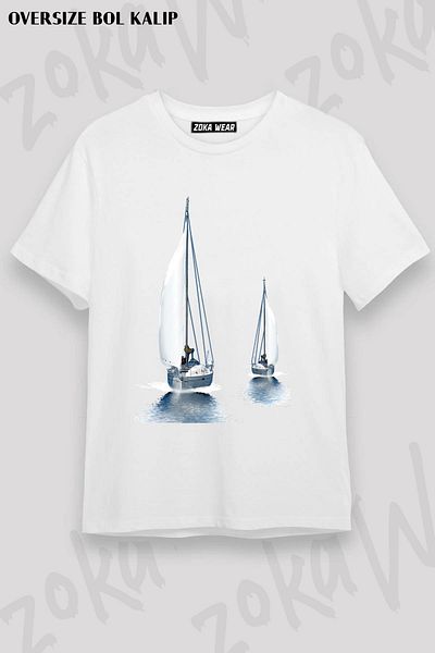 ZOKAWEAR Μπλουζάκι με στάμπα Unisex Oversize Sail Sea Design