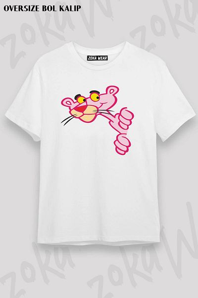 ZOKAWEAR Μπλουζάκι με στάμπα Unisex Oversize Curious Pink Panther Design