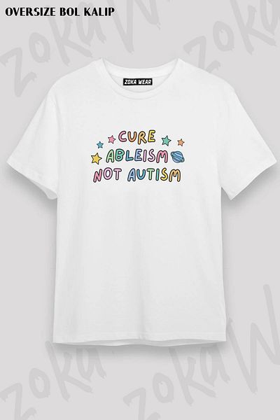 ZOKAWEAR Μπλουζάκι με στάμπα Unisex Oversize Mold Cure Ableism Note Autism Design