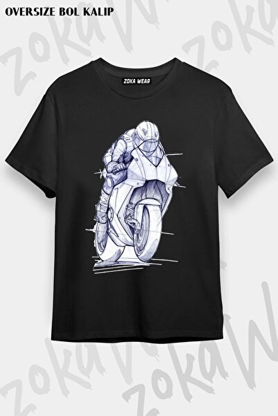ZOKAWEAR Μπλουζάκι με στάμπα Unisex Oversize Racing Engine Drawing Design