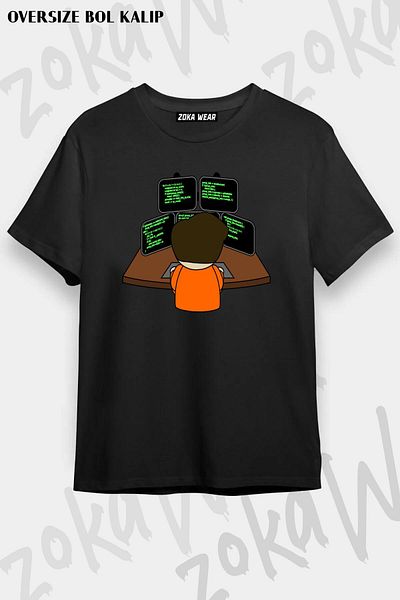 ZOKAWEAR Tricou imprimat unisex oversize pentru programator de computer