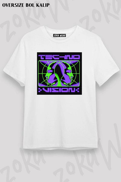 ZOKAWEAR Μπλουζάκι με στάμπα Unisex Oversize Fit Techno Vision Design