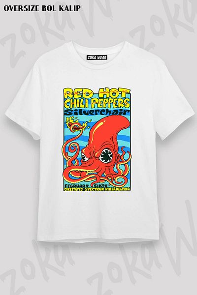ZOKAWEAR Tricou unisex oversize cu imprimeu Red Hot Chili Peppers v2