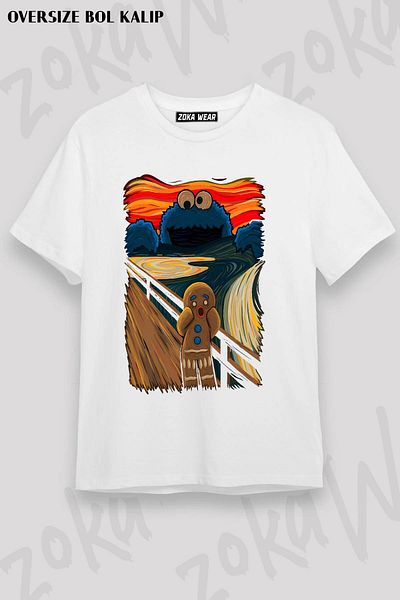 ZOKAWEAR Μπλουζάκι με στάμπα Unisex Oversize Cookie Monster Design