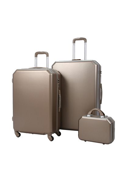 MORANO 3-Piece Unisex Morano Travel Luggage Trolley Set Gold Size 28''-24''-20'' Inches.