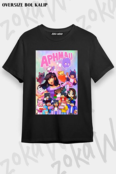 ZOKAWEAR تي شيرت مطبوع بتصميم فني لطيف من Aphmau مقاس كبير للجنسين