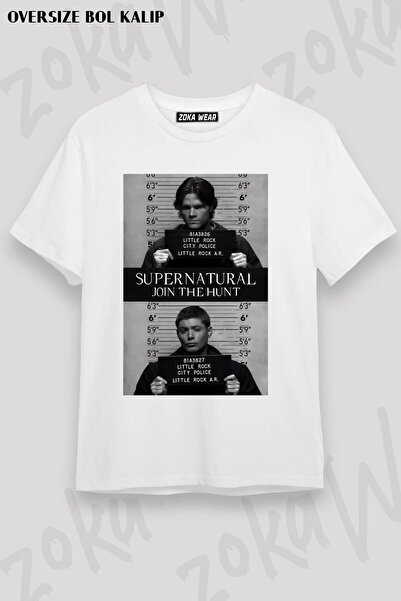 ZOKAWEAR Tricou oversize unisex cu imprimeu Supernatural Mugshot