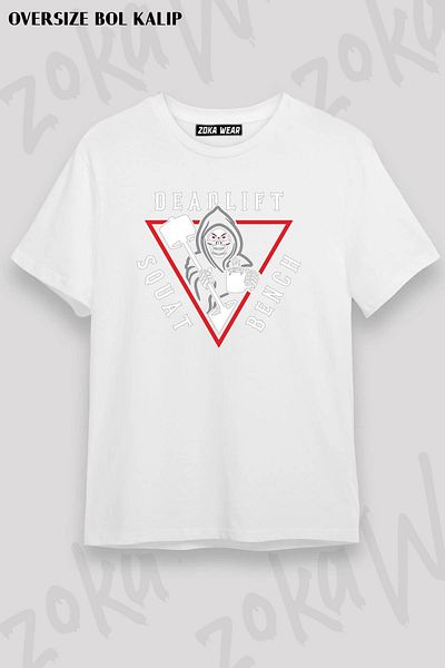 ZOKAWEAR Unisex Oversize - Μπλουζάκι με στάμπα με σχέδιο Squat Bench Deadlift