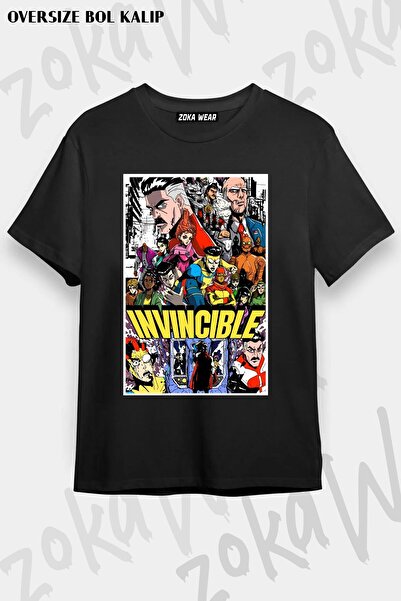 ZOKAWEAR Unisex Oversize Kalıp Invincible Manga Style Tasarım Baskılı Tshirt