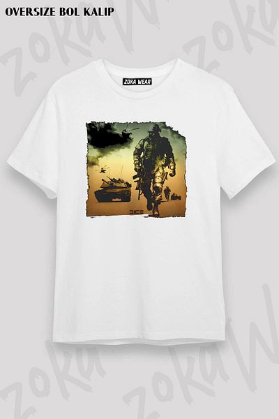 ZOKAWEAR Tricou unisex oversize cu imprimeu Battlefield Design