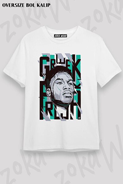 ZOKAWEAR Unisex Oversize kroj Mold Giannis Antetokounmpo Dizajn Štampano Majica