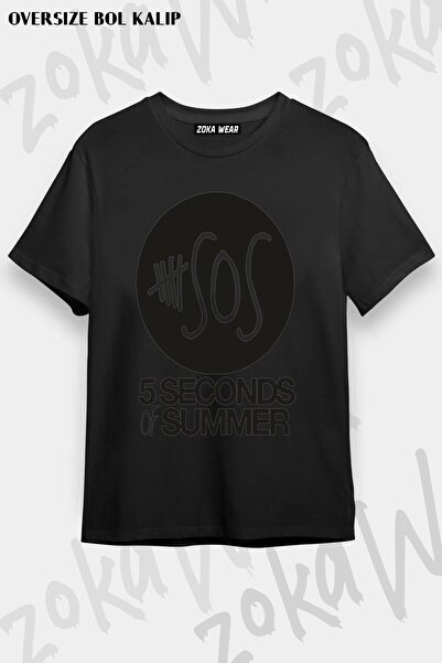 ZOKAWEAR 5 Seconds Of Summer Unisex Oversize kroj Logo Štampano Majica