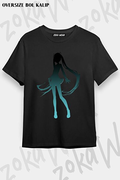 ZOKAWEAR Tricou oversize unisex cu imprimeu Hatsune Miku V4 Shadow