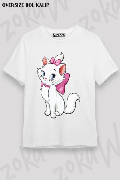 ZOKAWEAR Μπλουζάκι με στάμπα Unisex Oversize Fit Marie Cat Design