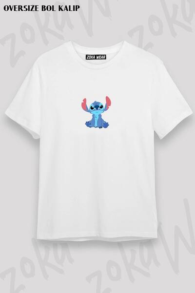 ZOKAWEAR تيشيرت مطبوع بتصميم ستيتش كبير الحجم للجنسين