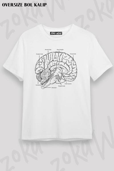 ZOKAWEAR Unisex Oversize Kalıp Beyin Doktor Sağlık Sağlıkç Tıp Tasarım Baskılı Tshirt