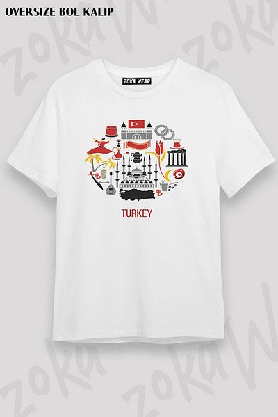 ZOKAWEAR Μπλουζάκι με στάμπα Unisex Oversize Σχέδιο Τουρκίας