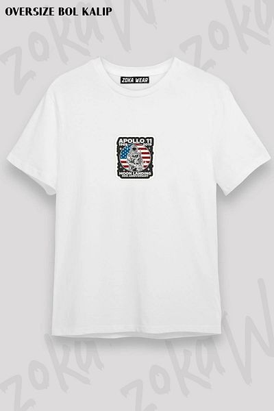 ZOKAWEAR Tricou unisex oversize cu imprimeu Apollo 11