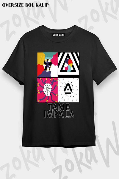 ZOKAWEAR Μπλουζάκι με στάμπα Unisex Oversize με αφίσα Tame Impala Design