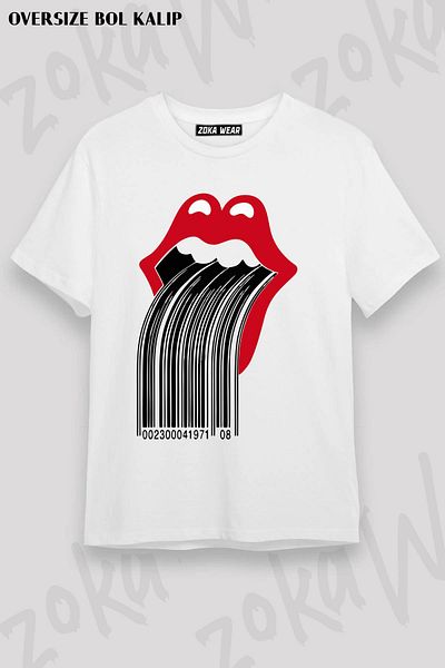 ZOKAWEAR Μπλουζάκι με στάμπα Unisex Oversize The Rolling Stones Barcode Design