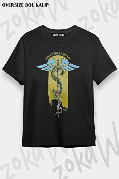 ZOKAWEAR Unisex Oversize kroj Mold Don't Tread On Me Design Štampano T-Shirt