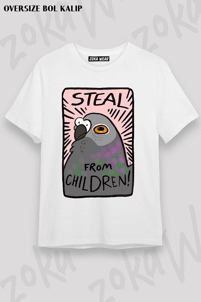 ZOKAWEAR Model oversize unisex Fură de la copii! Tricou imprimat cu design