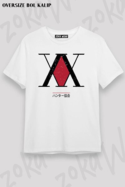 ZOKAWEAR تي شيرت مطبوع عليه شعار هنتر كبير الحجم للجنسين