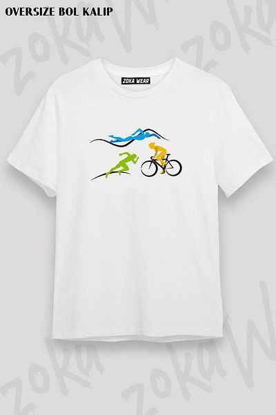 ZOKAWEAR Μπλουζάκι με στάμπα Unisex Oversize Triathlon Design
