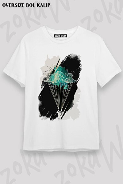 ZOKAWEAR Unisex Oversize Fit Paragliding Paragliding B Design Printed Tshirt