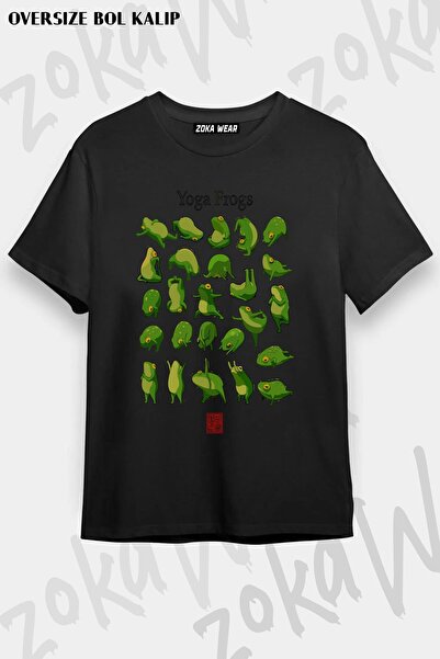 ZOKAWEAR Unisex Oversize kroj Mold Yoga Frogs Poster Design Štampano Majica