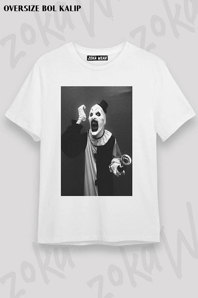 ZOKAWEAR Tricou imprimat unisex oversize Fit Terrifier art the clown horror Design