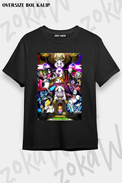 ZOKAWEAR Unisex Oversize Kalıp Undertale Tasarım Baskılı Tshirt