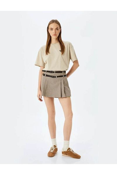 Koton Koala Embroidered Short Sleeve Beige Women's T-Shirt 5Sal10133Ik
