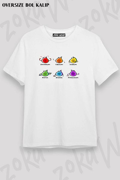 ZOKAWEAR Μπλουζάκι με στάμπα Unisex Oversize Flaming Elements Science Design