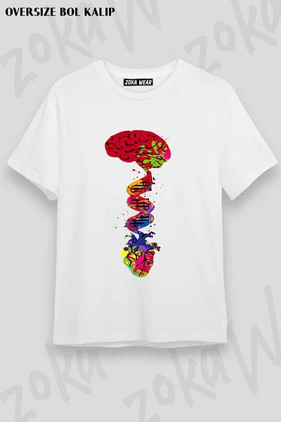 ZOKAWEAR Μπλουζάκι με στάμπα Unisex Oversize Spine DNA με τυλιγμένο σχέδιο