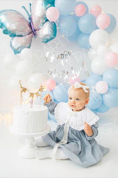 CUGY Blue Butterfly Detailed Mini Birthday Party Celebration Set